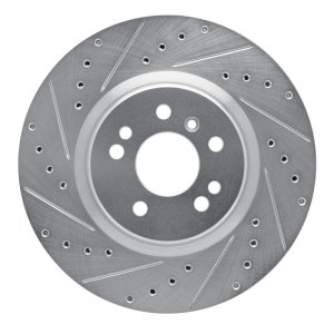 Mercedes-Benz ML350 Brake Rotor (1) - Front Left - R1 Concepts - Drilled & Slotted - Silver - `06-`12